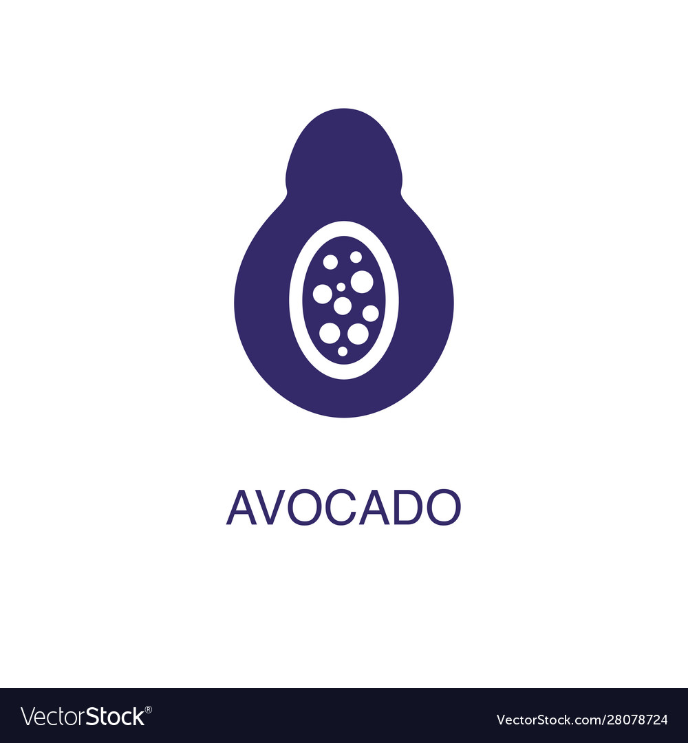 Avocado element in flat simple style on white