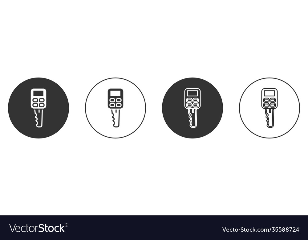 Black car key with remote icon isolated on white