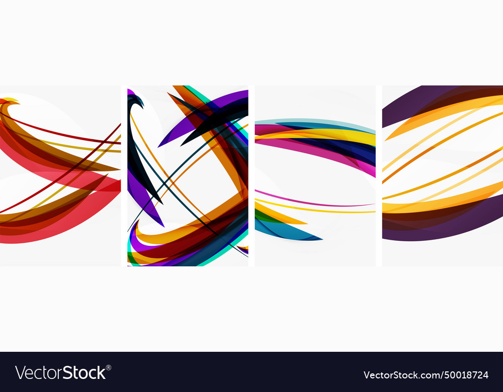 Colorful wave lines poster set for wallpaper Vector Image