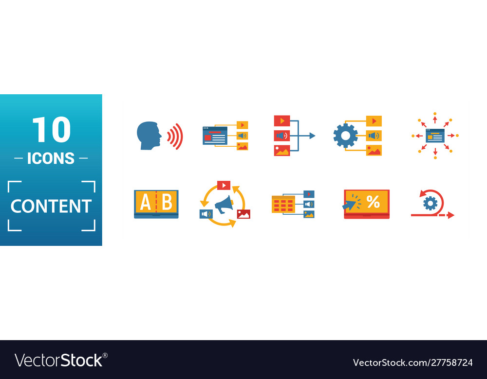 Content icon set include creative elements cms