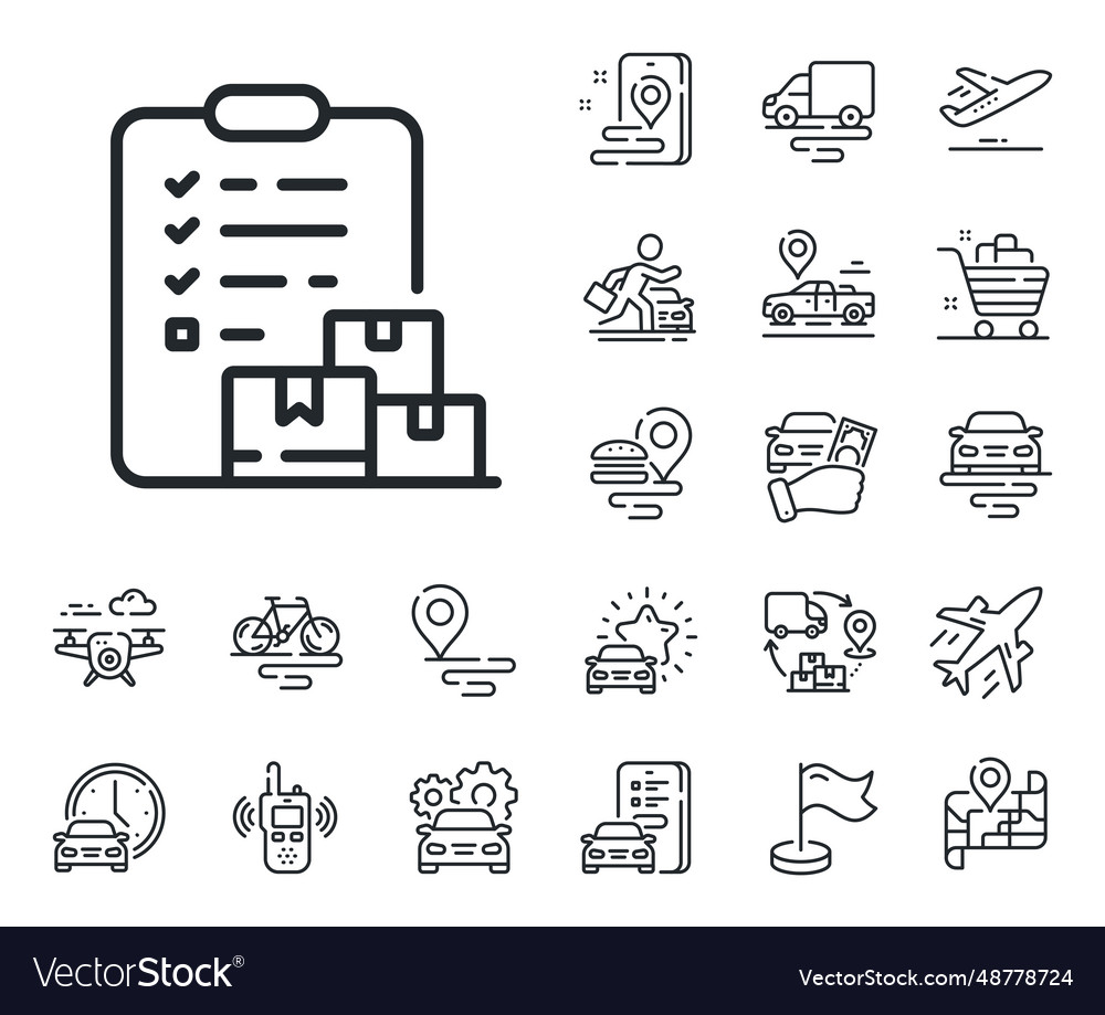 Delivery report line icon parcel documents sign