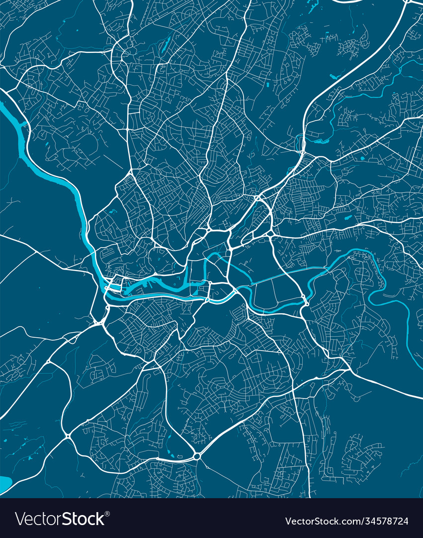 Detailed map bristol city linear print Royalty Free Vector