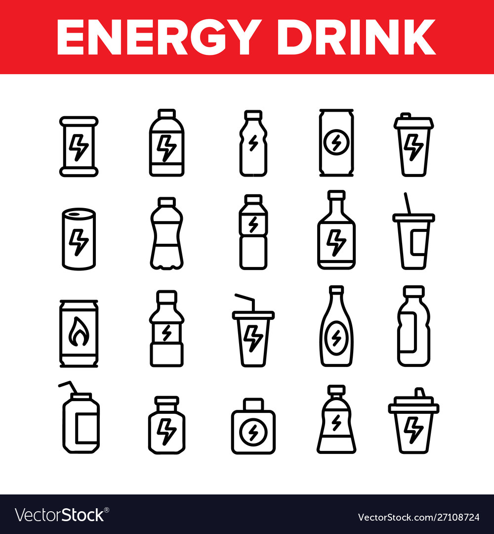 Energy Drink Sammlung Elemente Icons Set