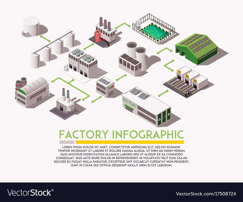 Factory isometric infographics Royalty Free Vector Image