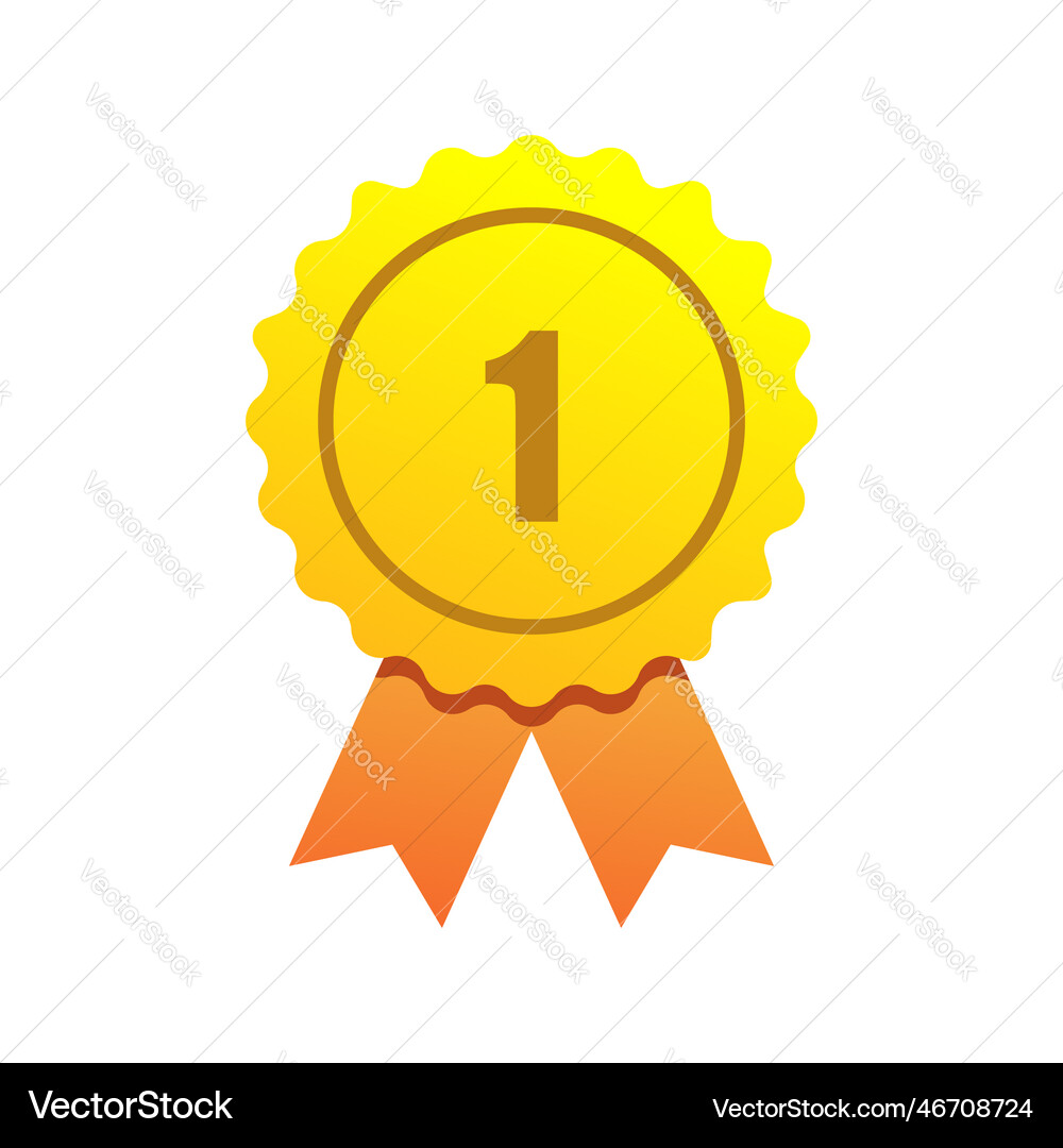 Gold medal first rank isolated icon Royalty Free Vector
