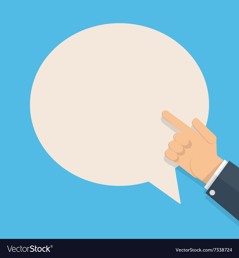 Hand with pointing finger and bubble for text