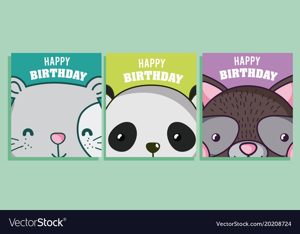 Happy birthday to you cards animal cartoon Vector Image