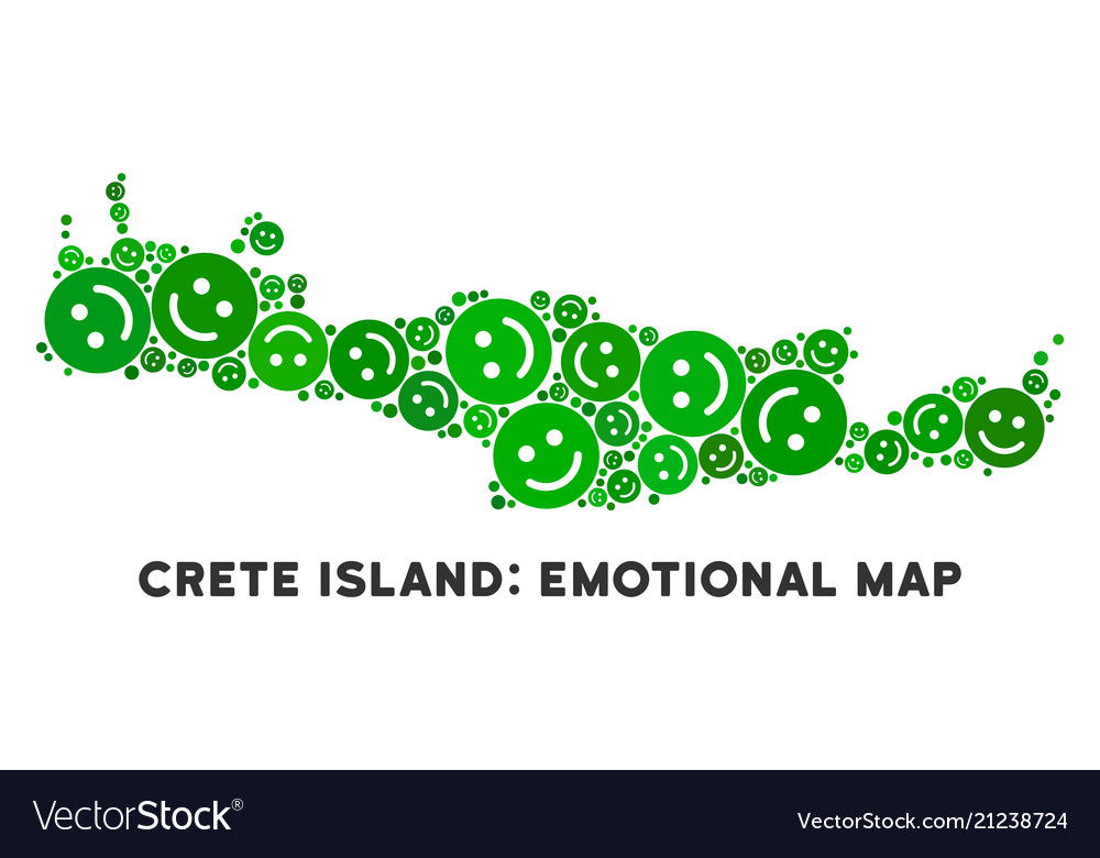 Happy crete island map collage of smileys vector image Happy crete island map collage of smileys