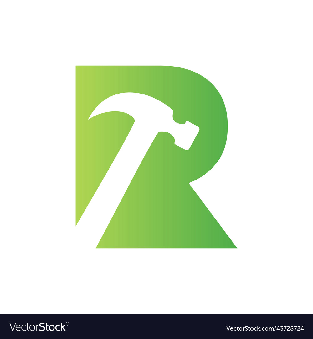 Letter r hammer logo concept for construction