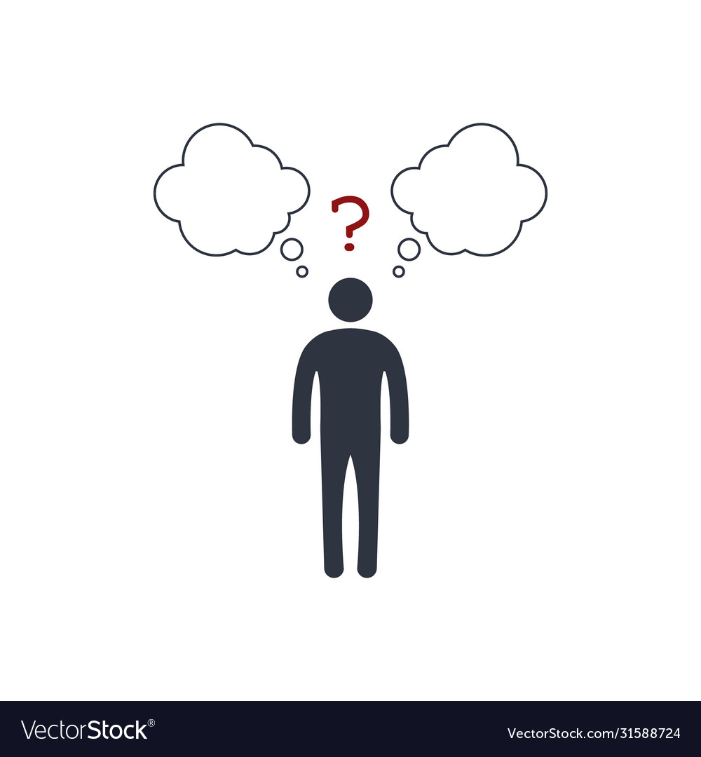 Man with different thoughts undefined person