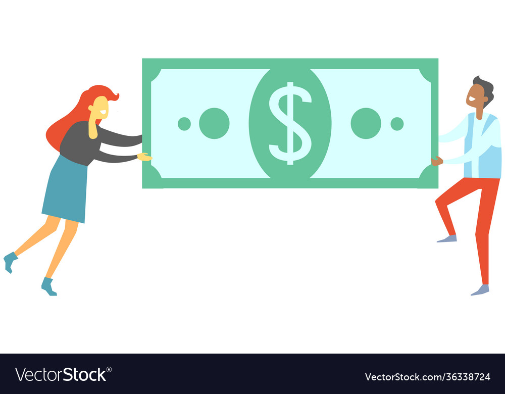 People are grabbing dollar bill and pulling it in Vector Image