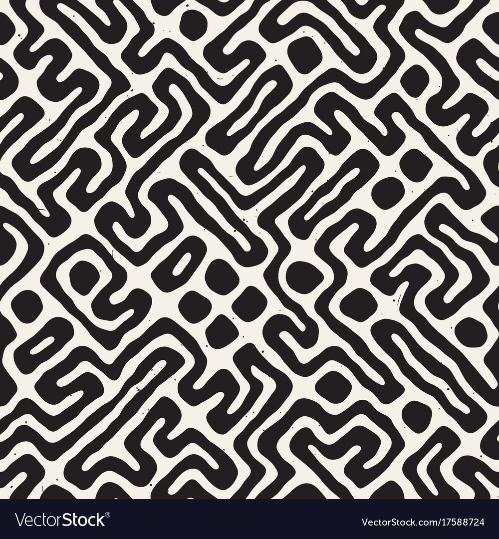 Seamless pattern with maze lines monochrome