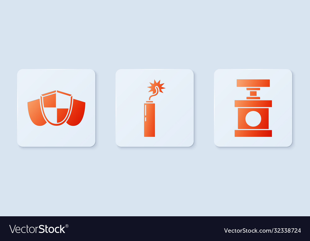 Set dynamite bomb stick clock shield and handle vector image Set dynamite bomb stick clock shield and handle
