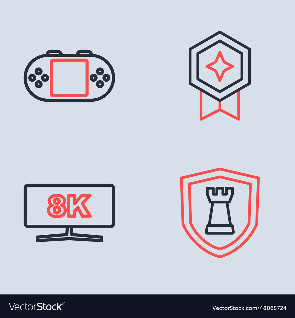 Set line game rating with medal computer monitor vector image Set line game rating with medal computer monitor