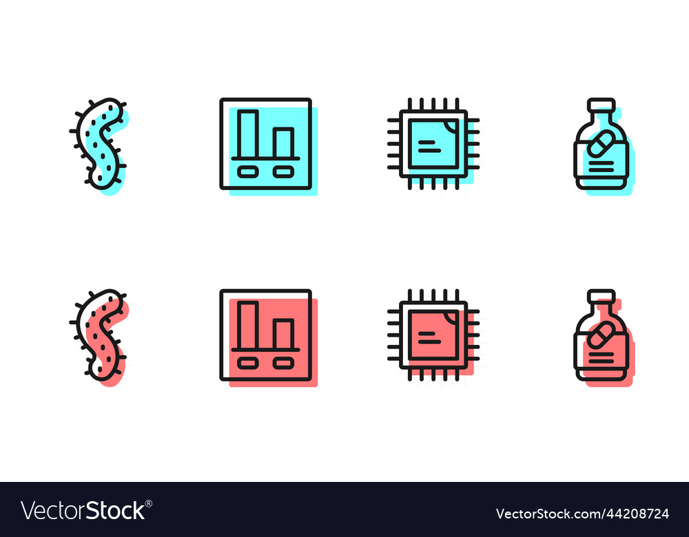 Set line processor cpu virus graph chart Vector Image Set line processor cpu virus graph chart