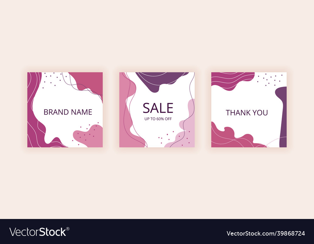 Set of editable abstract square banner template