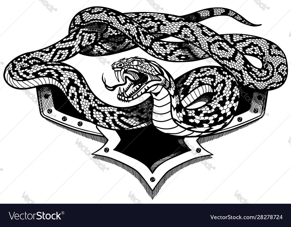 Snake heraldic black and white Royalty Free Vector Image