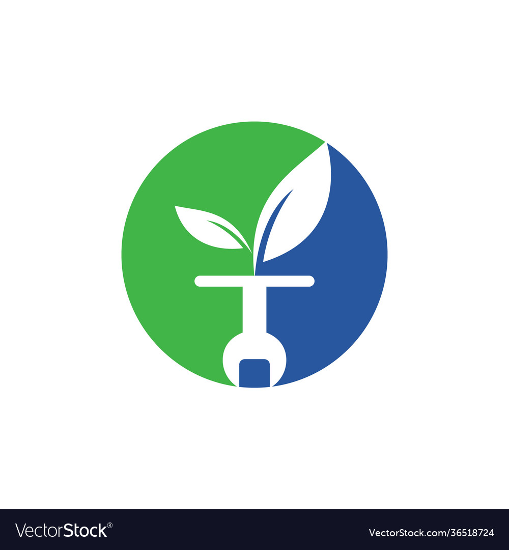 Wrench leaf logo design template