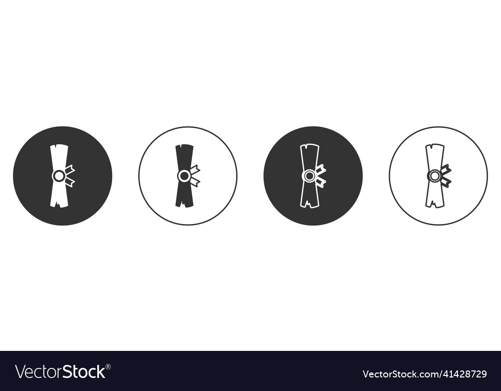 Black ancient papyrus scroll icon isolated vector image Black ancient papyrus scroll icon isolated