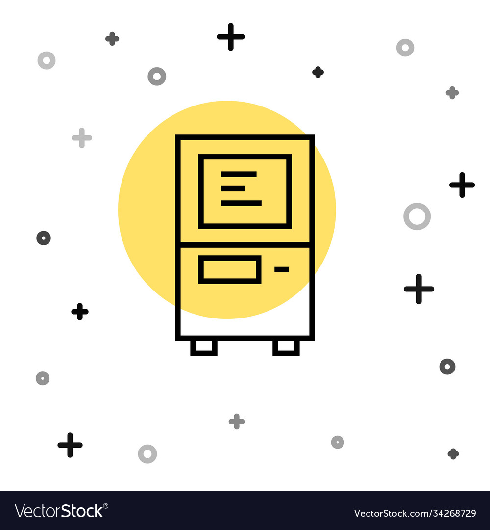 Black line atm - automated teller machine icon vector image Black line atm - automated teller machine icon