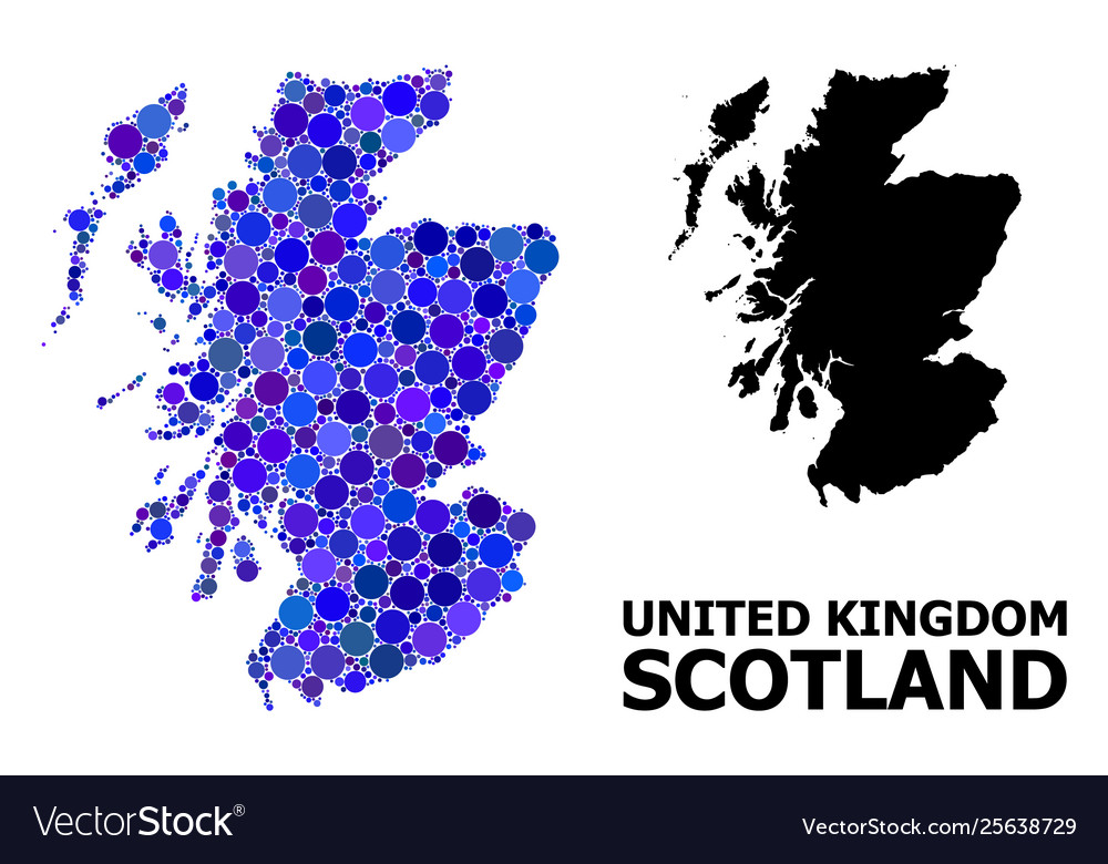 Blue circle mosaic map scotland Royalty Free Vector Image