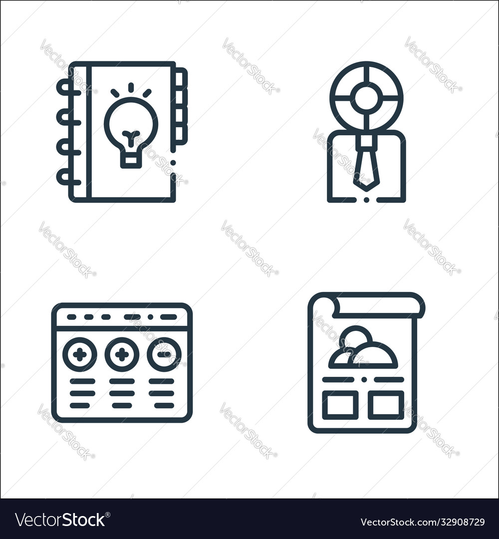 Design thinking line icons linear set quality