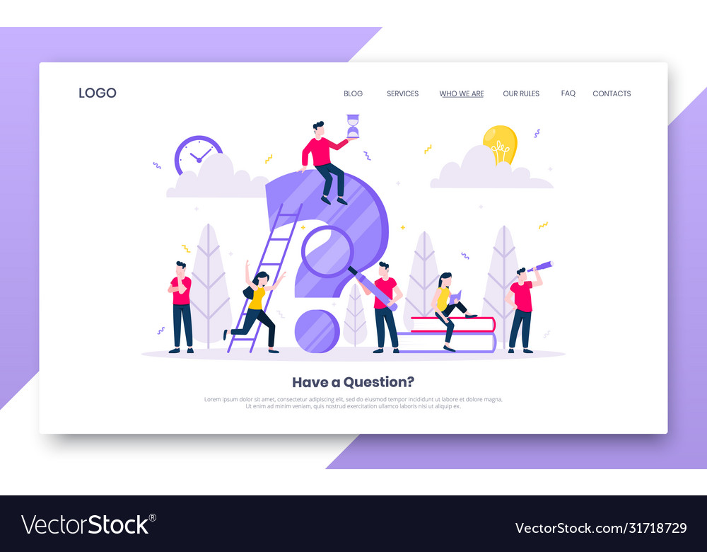 Faq or q and a internet landing page concept web vector image Faq or q and a internet landing page concept web