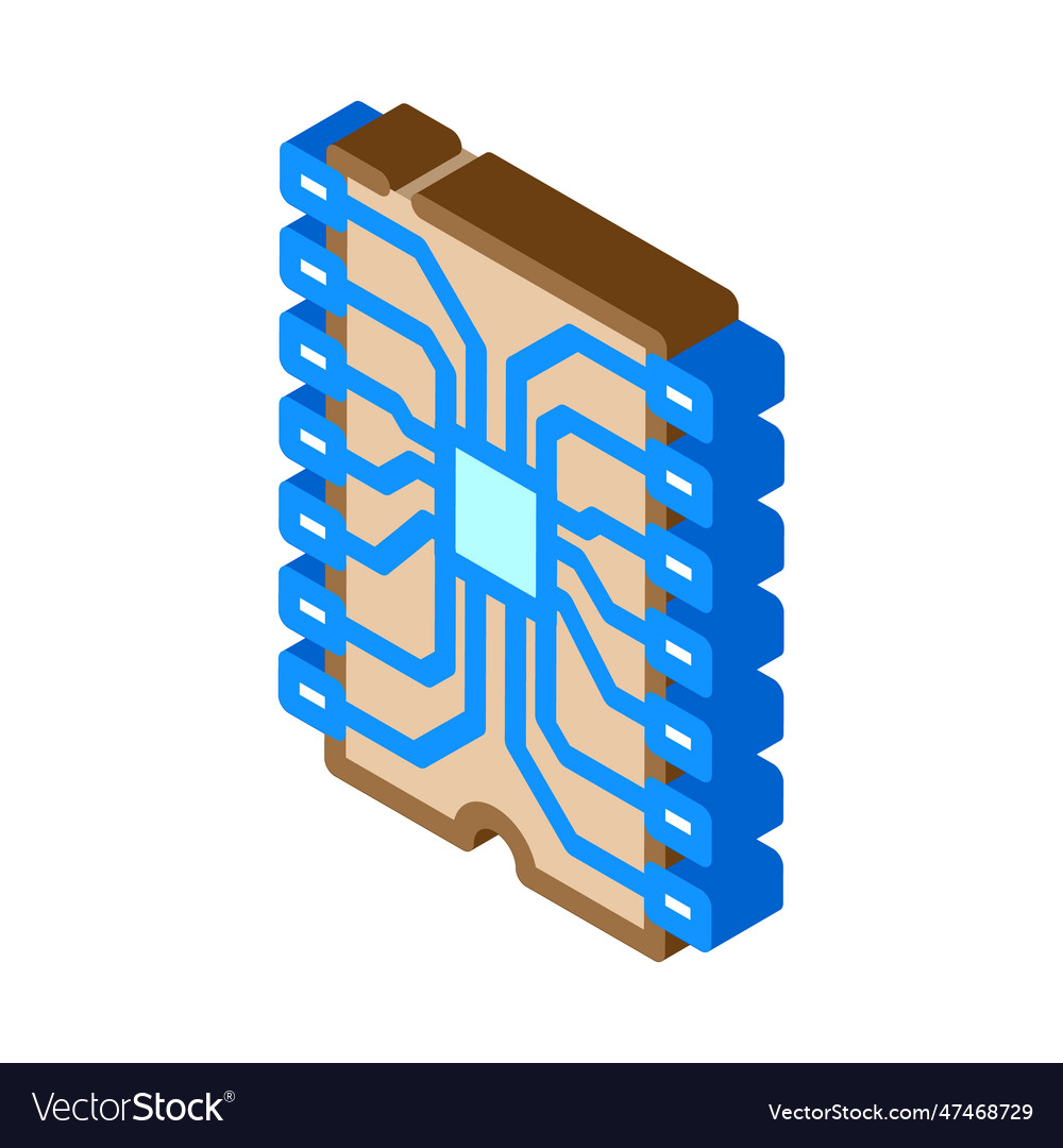 Ic chip electronic component isometric icon Vector Image