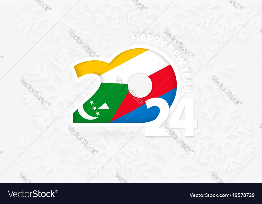 New year 2024 for comoros on snowflake background Vector Image