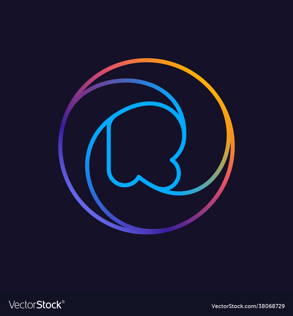 R letter one line colorful logo