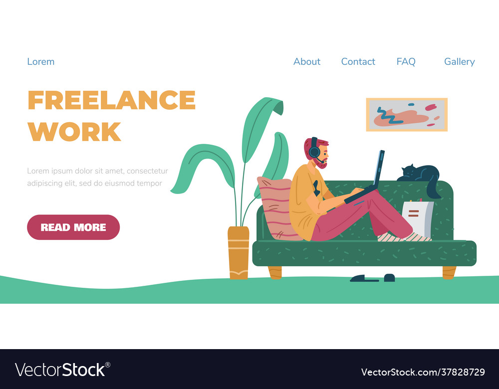 Remote freelance work website with man works