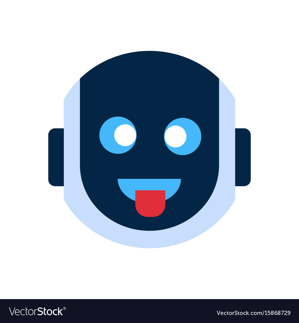 Robot face icon smiling showing tongue