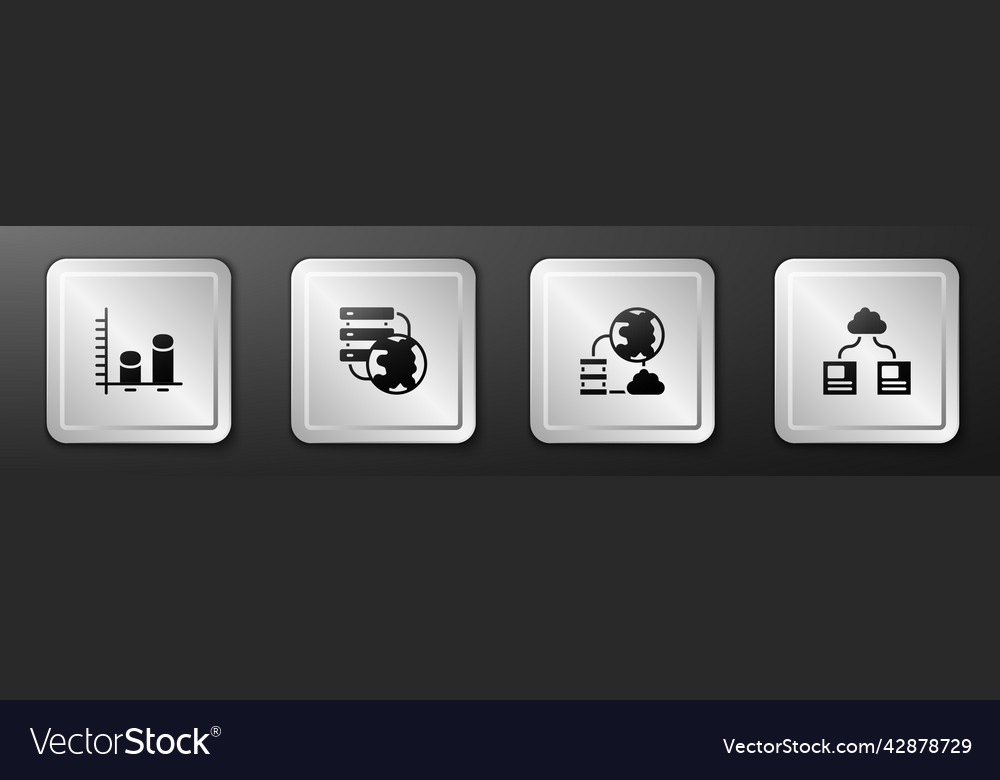 Set data analysis network cloud connection vector image Set data analysis network cloud connection