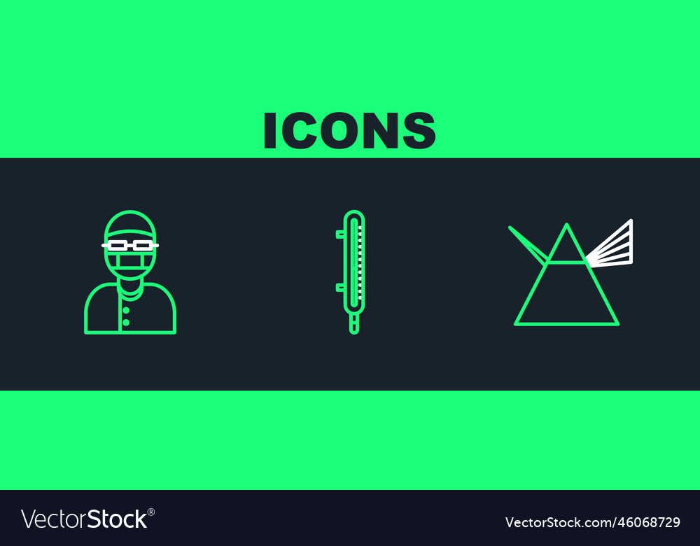 Set line light rays in prism assistant vector image Set line light rays in prism assistant