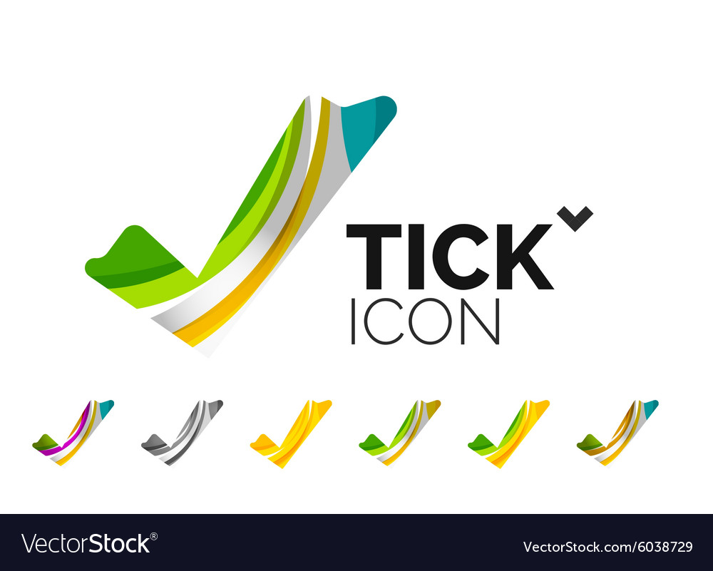 Set of abstract ok and tick icons business