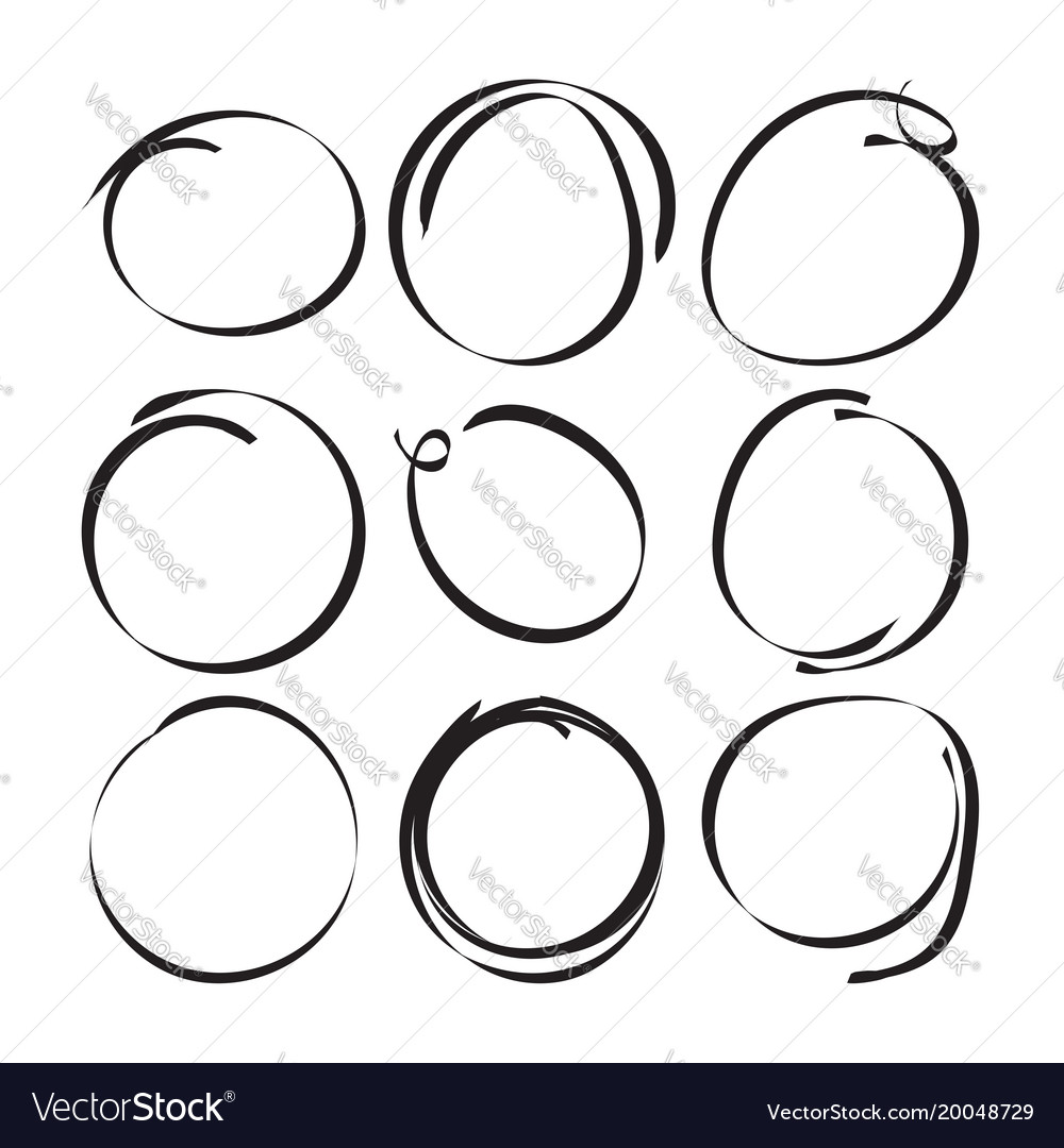 Set of the hand drawn scribble circles element