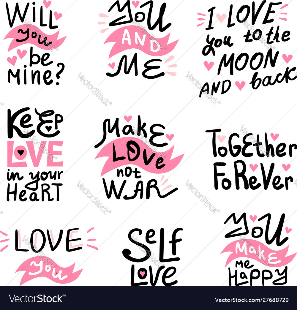 Valentine Lettering Love Collection Royalty Free Vector