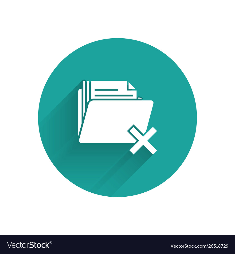 White delete folder icon isolated with long shadow Vector Image White delete folder icon isolated with long shadow