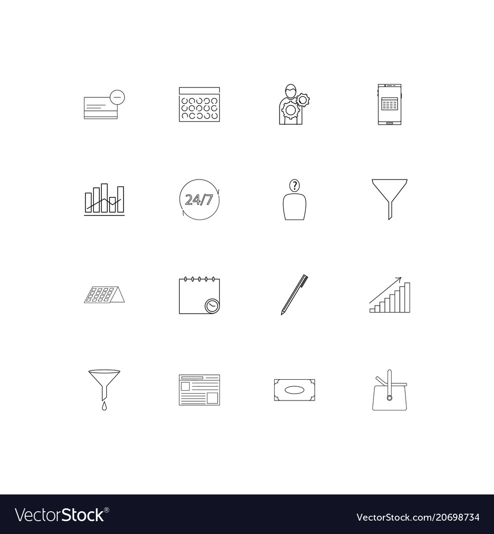 Business simple linear icons set outlined