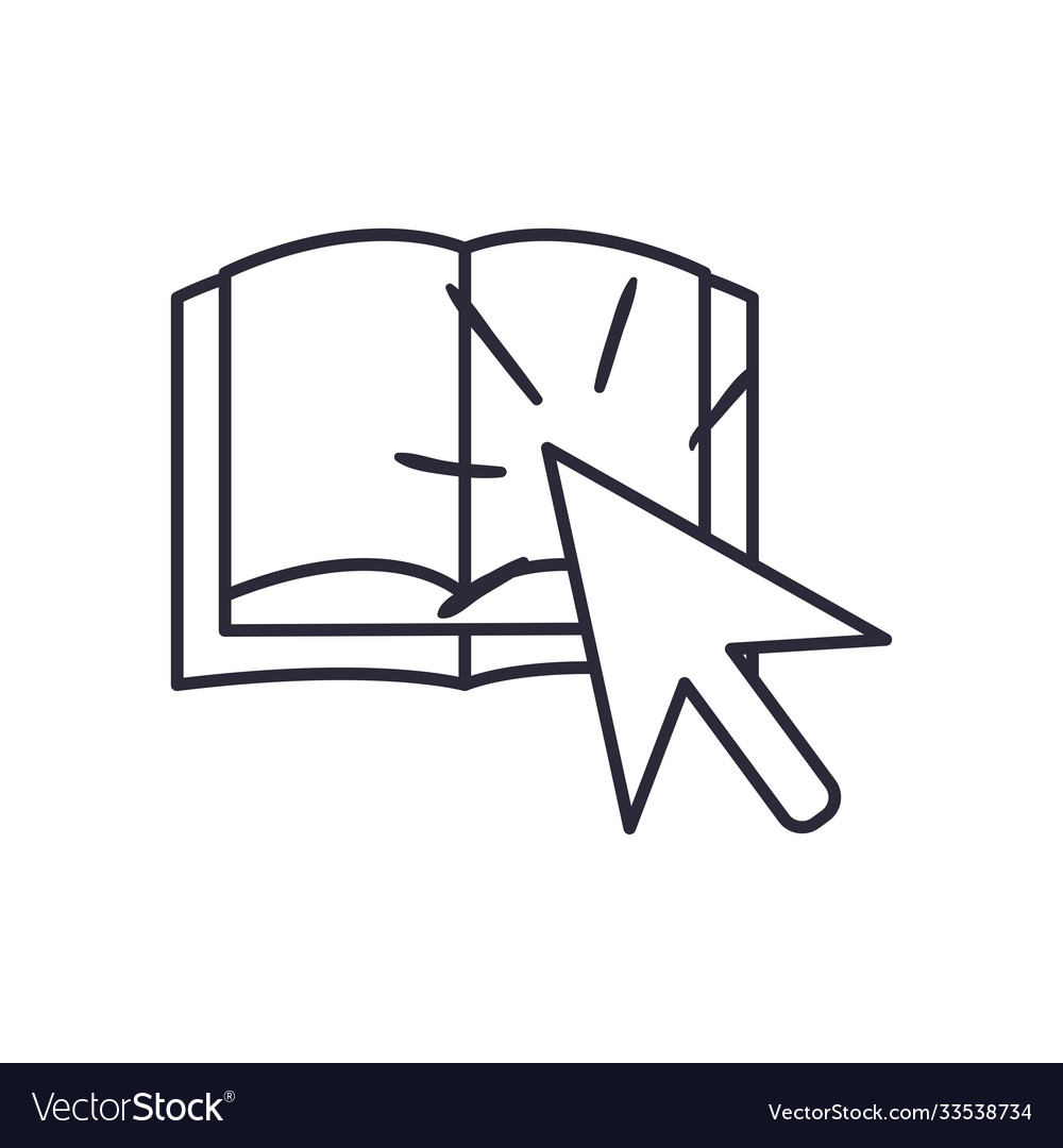 Ebook with cursor line style icon design