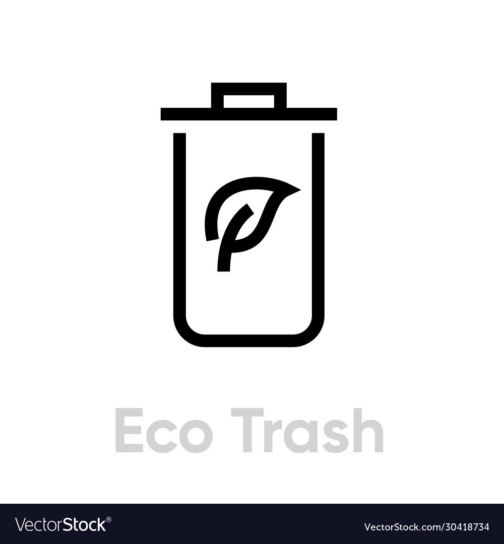 Eco trash recycling icon editable line vector image Eco trash recycling icon editable line