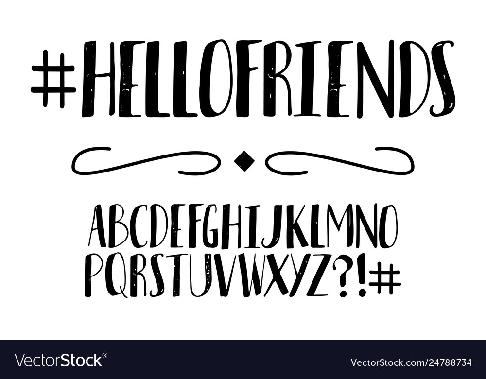 Handwritten alphabet font vector image Handwritten alphabet font