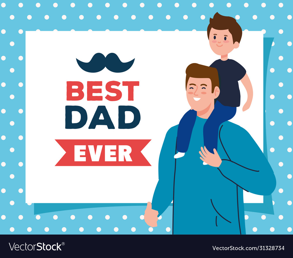 Happy Fathers Day Greeting Card And Dad Carrying Vector Image