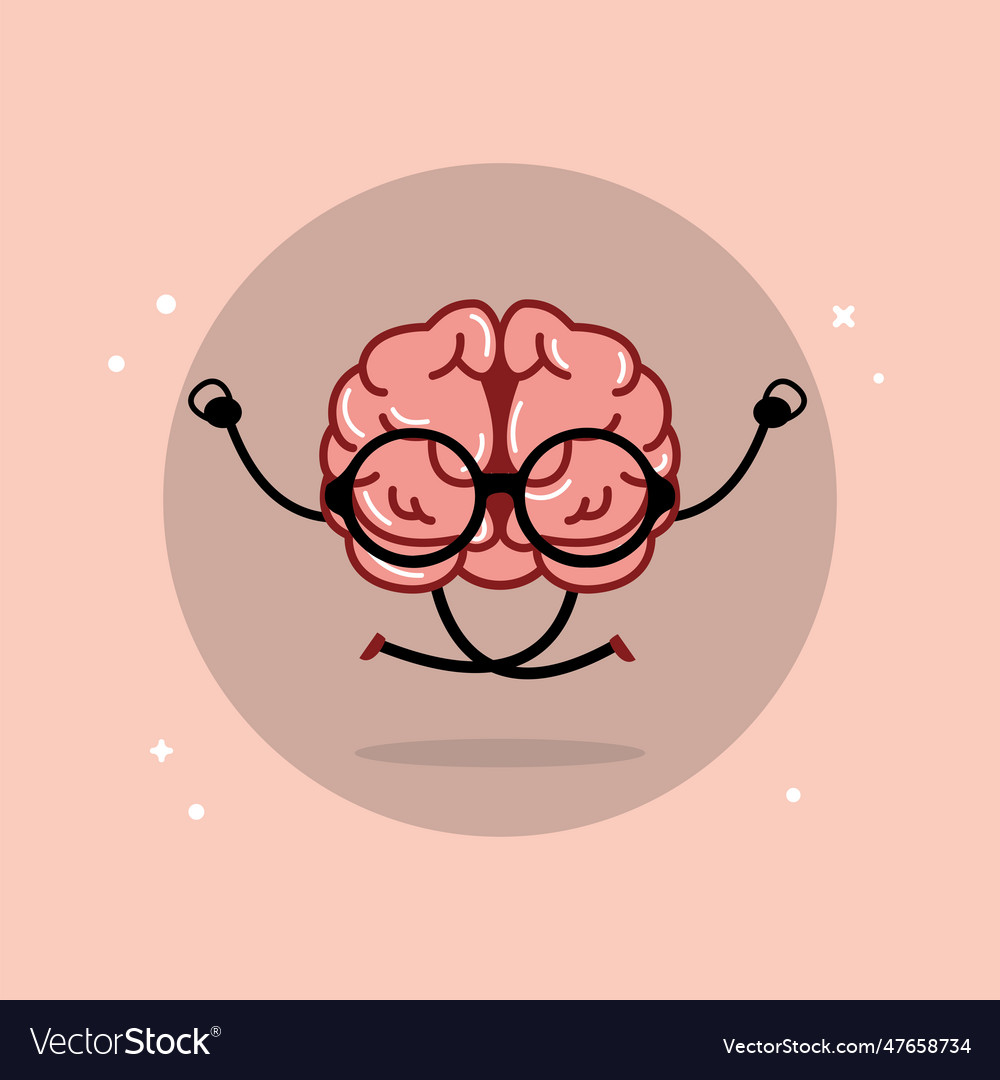 Isolated cute brain cartoon character Royalty Free Vector