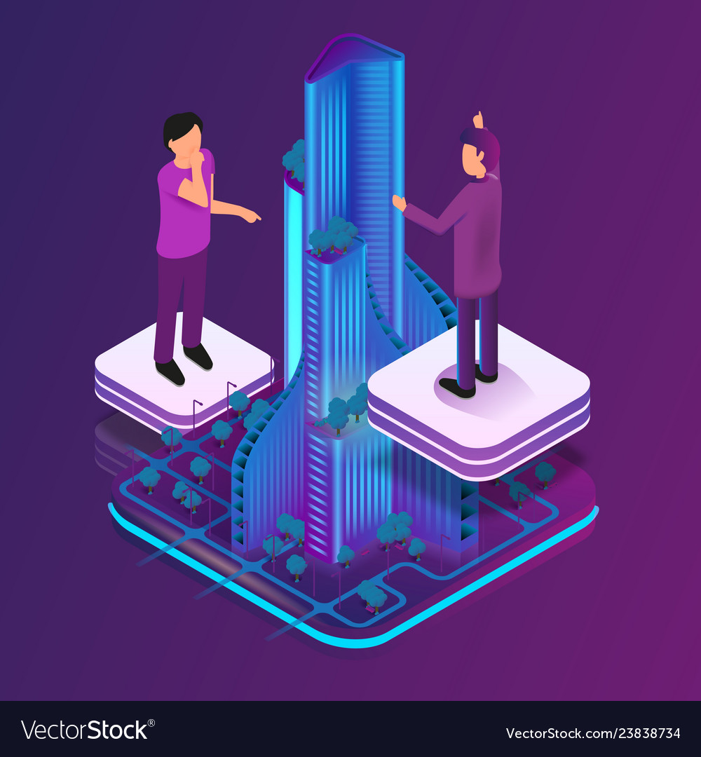 Isometric image augmented reality for architect vector image Isometric image augmented reality for architect
