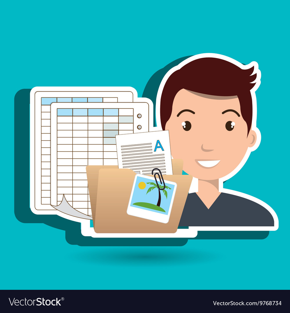 Man with papers isolated icon design