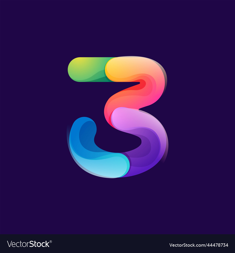 Number three logo made of overlapping colorful