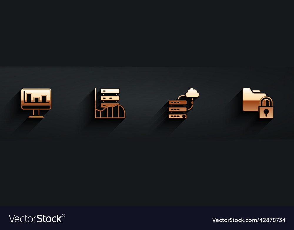 Monitor mit Diagrammdiagramm-Serverdaten-Web einstellen vector image Monitor mit Diagrammdiagramm-Serverdaten-Web einstellen
