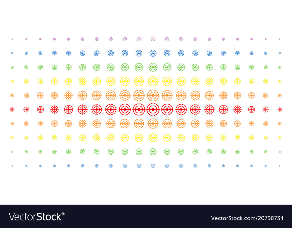 Target bullseye spectral halftone array vector image Target bullseye spectral halftone array