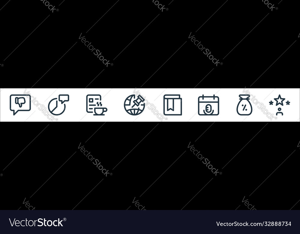 Web apps seo line icons linear set quality vector image Web apps seo line icons linear set quality